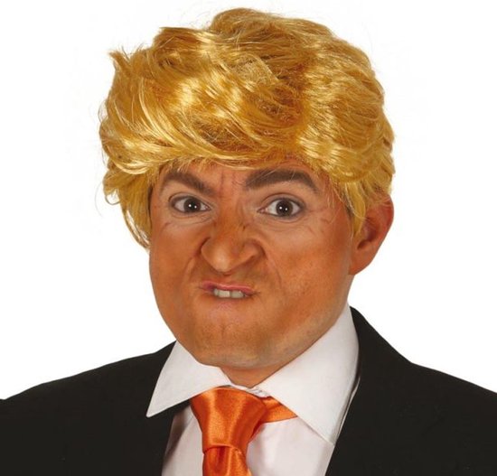 Fiestas Verkleedpruik Donald Trump - Amerikaanse president voor heren - blond - Carnaval/Foute Party