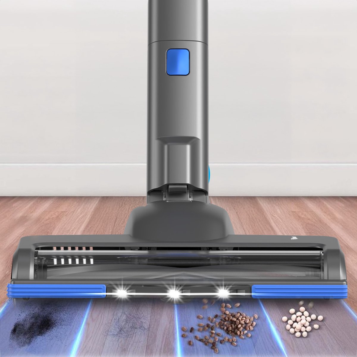 Auronic Steelstofzuiger Draadloos 350W - Draadloze Stofzuiger - HEPA Filter - Zelfstaand - Extra Accu - Op Accu - Zonder Zak - Kruimeldief - Vacuum Cleaner - Grijs/Blauw — afbeelding 6