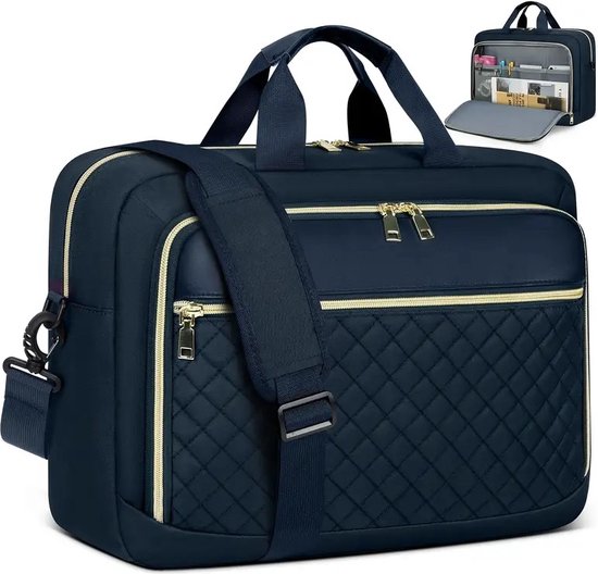 Kasgo Messenger Bags voor Mannen, Waterbestendig Canvas Laptop Schoudertas 15.6-17 inch Vintage Heren Satchel Tas Aktetas met Gewatteerde Schouderriem en Bagage Sleeve, Donkergrijs 17 inch, 17 inch