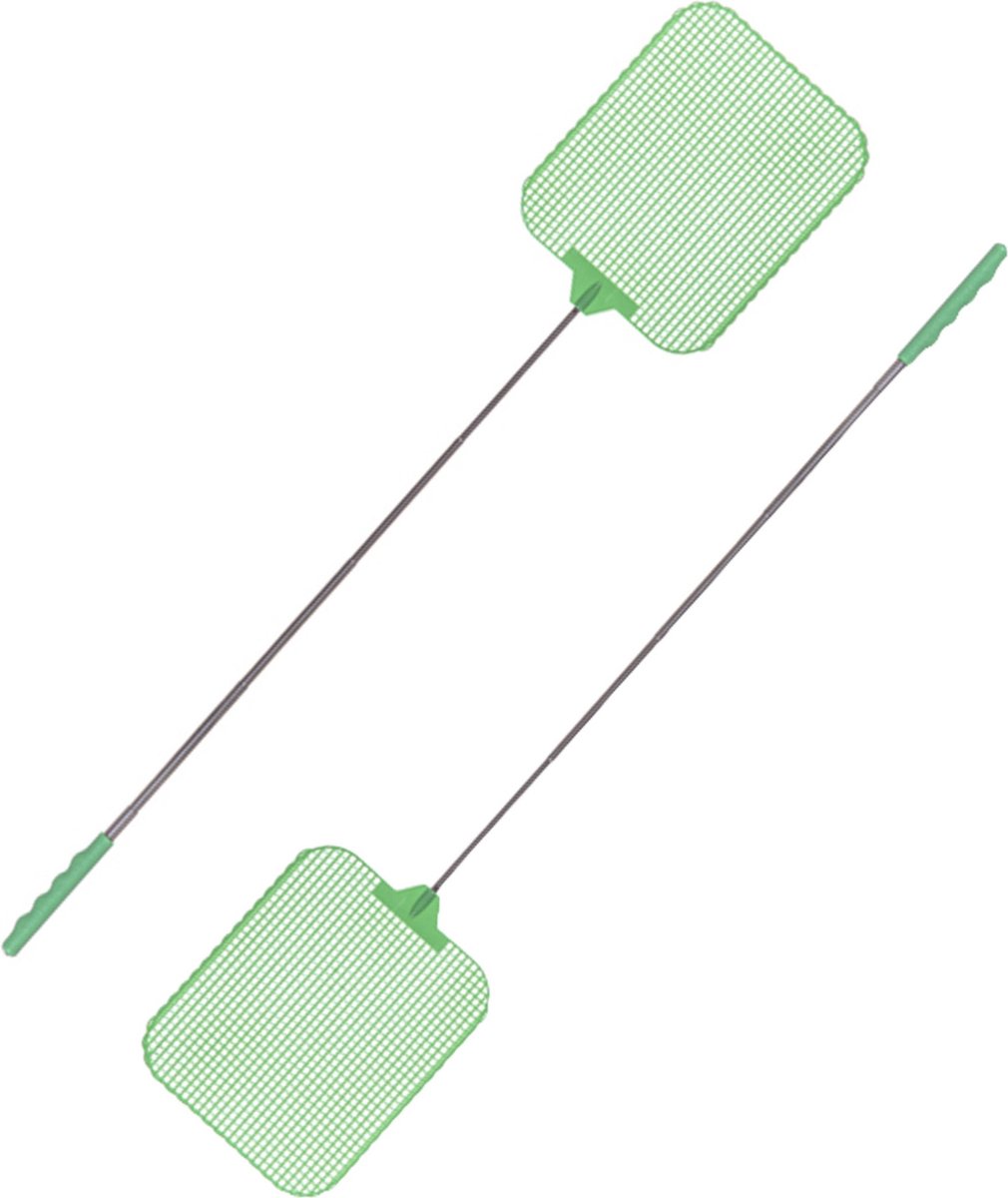CM Vliegenmepper compact - 2x - uitschuifbaar - 35/77 cm - groen