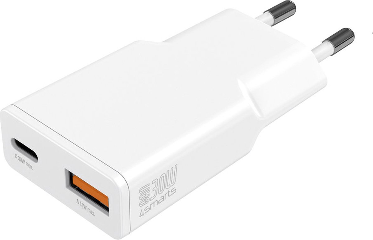 4smarts PDPlug Duos Slim Smartphone, Tablet Wit AC Snel opladen Binnen