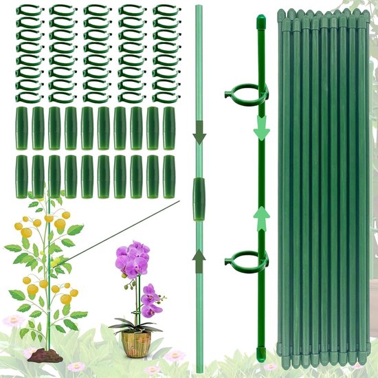 Trellis, 221 x 50 cm, set van 2 roestvrije metalen trellis voor tuinbloemen, rozentrellis, komkommerondersteuning, klimhulp, plantentrellis, decoratieve clematistrellis voor binnenplaatsen en gazons | NL