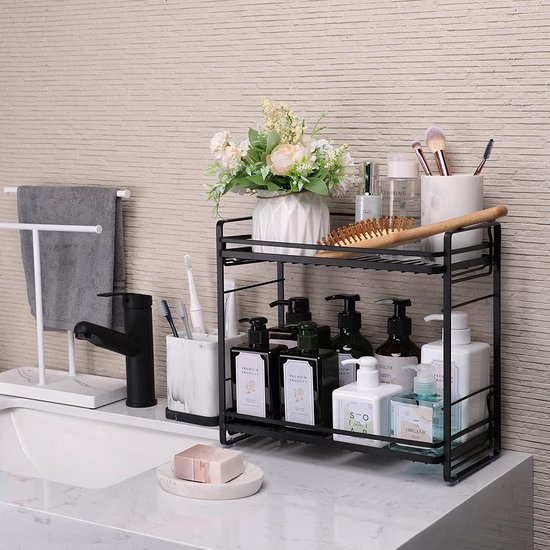 Badkamer Teller Plank, Make-up Plank, 2 Tier Cosmetische Opslag Plank Grote Capaciteit Waterdichte Goud Metalen Opslag Plank Rek voor Badkamer Keuken Slaapkamer Badkamer Teller Plank, Make-up Plank, 2 Tier Cosmetische Opslag Plank Grote Capaciteit Waterdichte Goud Metalen Opslag Plank Rek voor Badkamer Keuken Slaapkamer