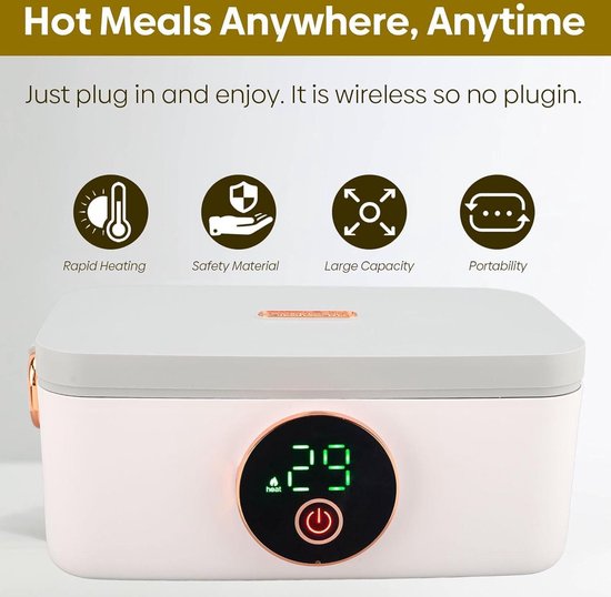 Draagbare Elektrische Verwarming Lunchbox Draadloze USB Oplaadbare Gratis water box 16000mAh 1L Lunchbox Warmer voedsel Doos