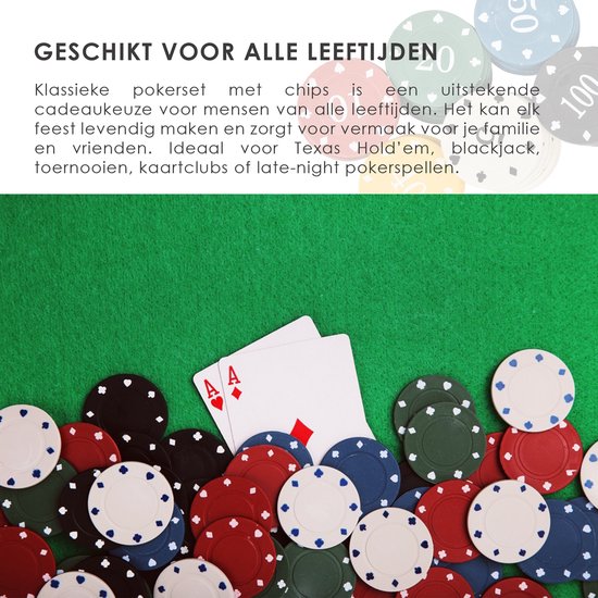 Pokerset - 48 Stuks poker chips - Poker set voor kaartspel, pokerspel en casino - pokerchips voor pokeren