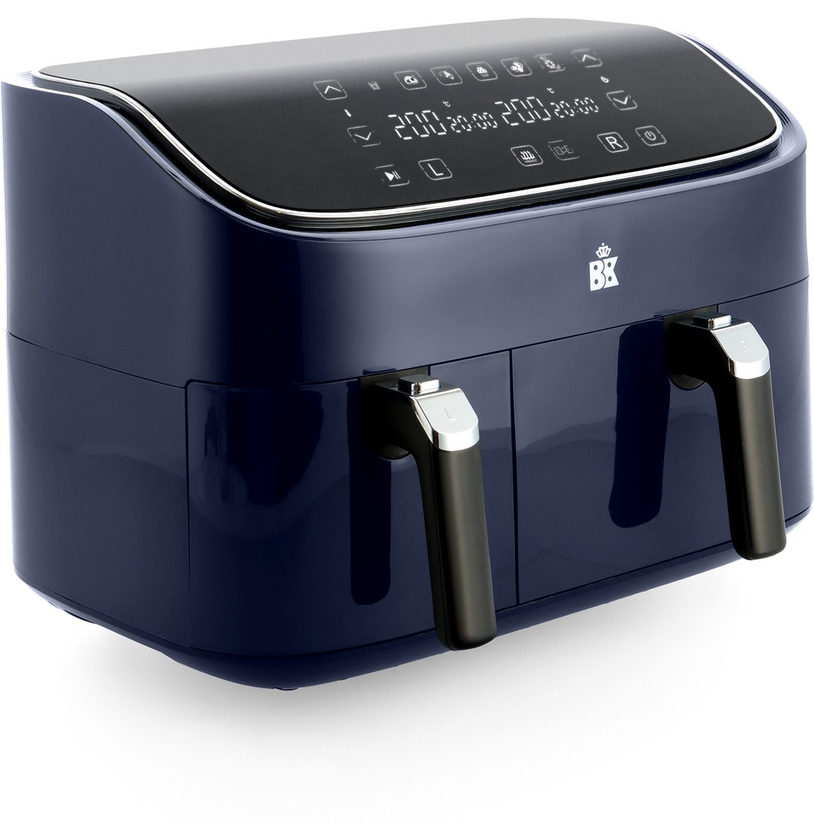BK Supreme XXXL Dubbele Airfryer 9L - 3L + 6L - keramische antiaanbaklaag - 6 personen - sync-functie - manden vaatwasserbestendig - 80-200°C - Digitaal leddisplay met touchcreen - 6 programma's - PFAS-vrij