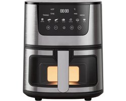 Digitale Airfryer - PFAS vrij - Groot 7 Liter - 1400W - Heteluchtfriteuse - Zwart - Digital screen - Inclusief in hoogte verstelbaar Grillrack - Elektrische friteuse - LED-aanraakbediening - Slimme multifunctionele heteluchtoven