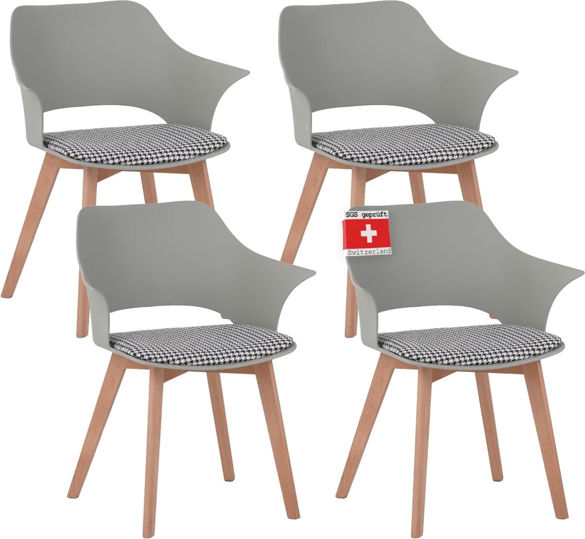 Albatros International Albatros eetkamerstoelen set van 4 Aalborg, Groen - poten van massief beukenhout, Scandinavisch retro design, comfortabele kuipstoel - elegante keukenstoel, eetkamerstoel voor eettafel