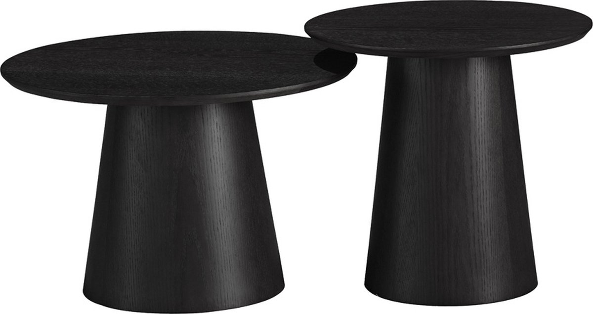 Bronx71 Salontafels Ash set van 2 Ø50 en Ø62 cm zwart eiken - Salontafel rond