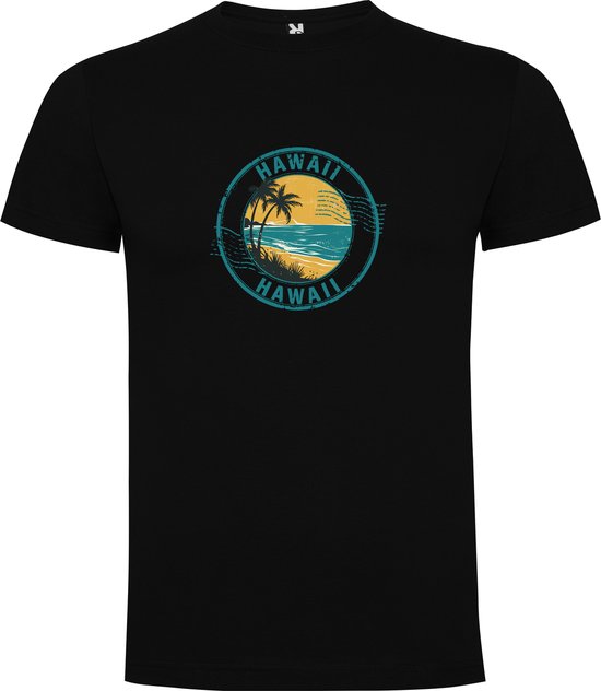 Zwart Wanna have t-shirt voor de echter Amerika liefhebber Poststamp / Poststempel USA Amerikaanse staat Hawaii Print Full Color Maat L
