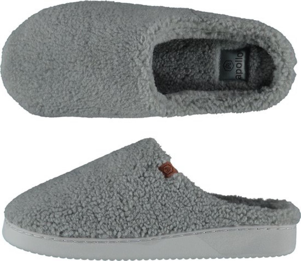 Apollo Sloffen Pantoffels heren Pantoffels Sloffen heren Instap sloffen Teddy Wol Grijs