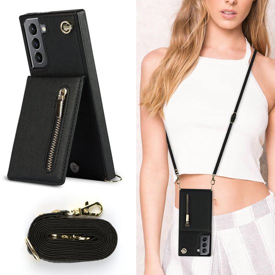 Étui portefeuille avec cordon Samsung Galaxy S21 - Noir