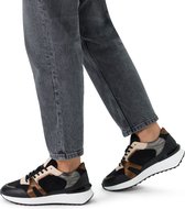 Manfield - Femme - Baskets en cuir noir détails bronze - Taille 40
