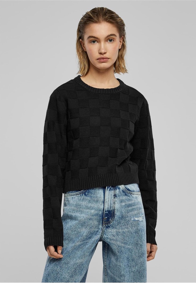 Urban Classics Check Knit Sweater/trui XS Zwart