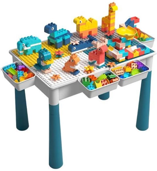 Jojoy - Speeltafel voor Kinderen - Kindertafel met Bouwspeelgoed - Geschikt voor Duplo - Constructiespeelgoed - 101 Bouwstenen - KOCLINKA