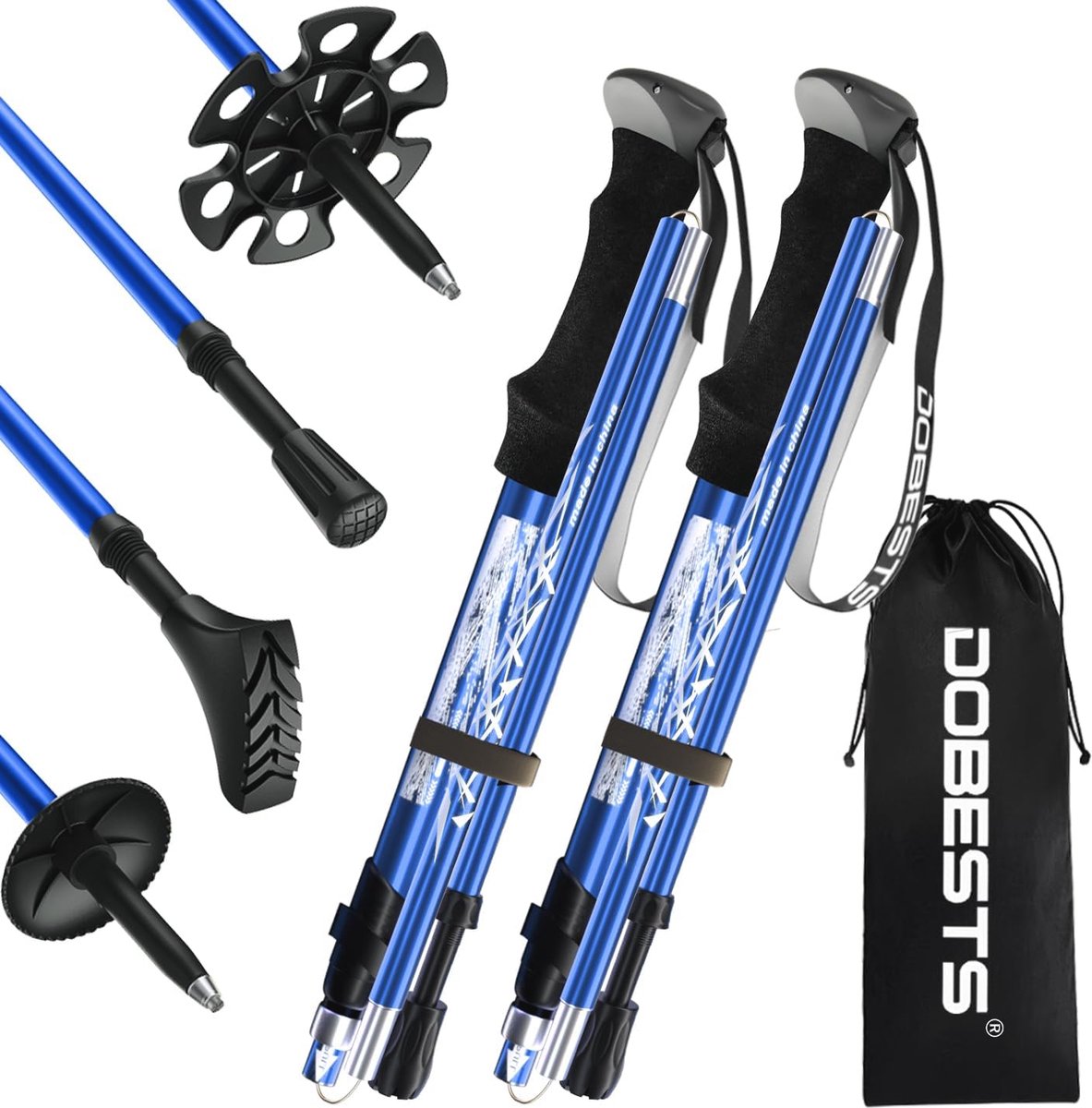 Opvouwbare Nordic Walking Stokken - Lichtgewicht Trekkingstokken Verstelbaar van 110-130 cm