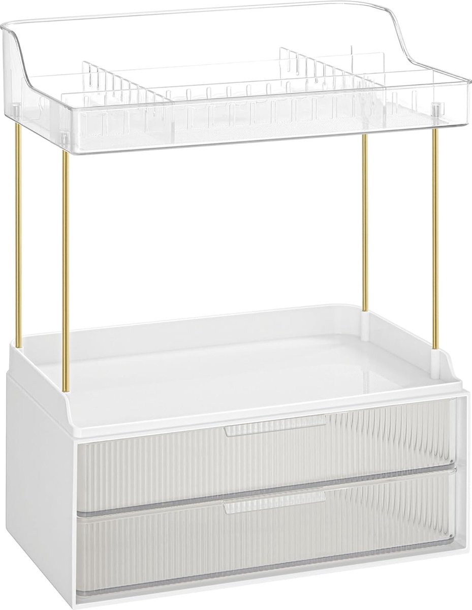 Make-up Organizer met 4 Lagen – Cosmetische Organizer met Verdeler voor Kaptafel en Badkamer – Transparante Make-up Box 20 x 32 x 39,1 cm