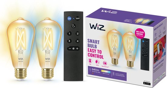 WiZ Filament Edison E27 2-pack + afstandsbediening
