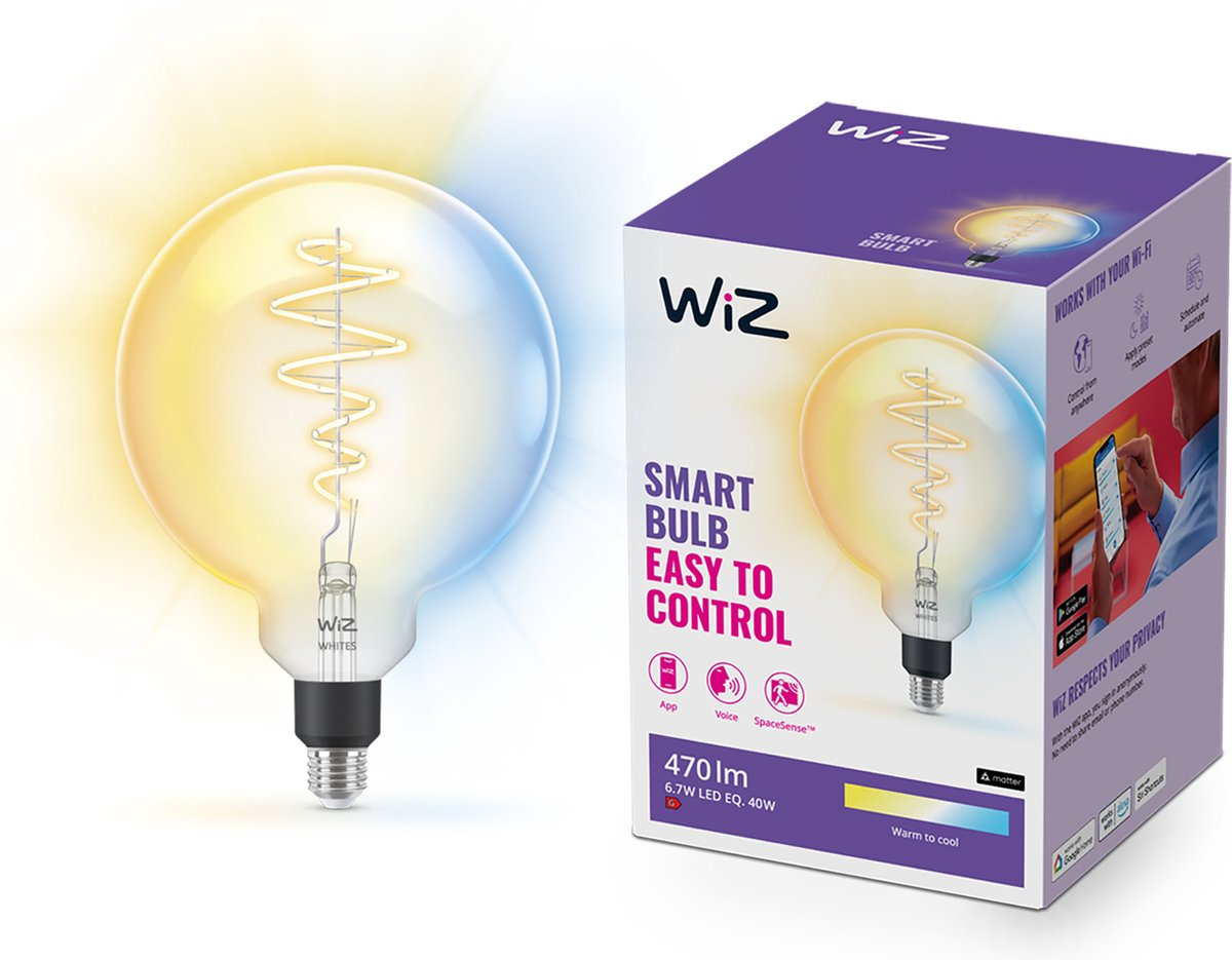 WIZ Slimme LED-Verlichting Bol Wit Licht E27 40W