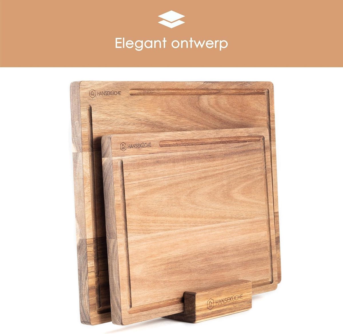 Snijplank hout 3-delige set, 40,5 x 30/32,5 x 23,5/25,5 x 17,5 cm