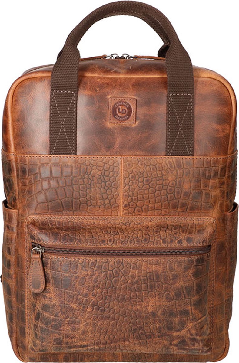 Leather Design Rugzak 15'' Hunter Croco Bruin