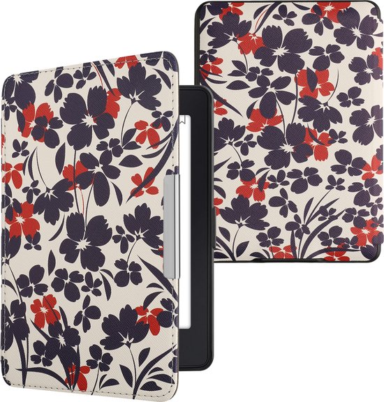 kwmobile e-reader hoesje compatibel met Kindle Paperwhite 11. Generation 2021 - Magneetsluiting - Ereader case - Visjespatroon in blauw/lichtblauw/wit