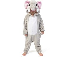KIMU® Onesie Grijze Olifant Baby Pakje - Maat 68-74 - Olifantenpak Kostuum Grijs Pak - Babypakje Zacht Boxpakje Kraamkado Boxpakje Pyjama Halloween