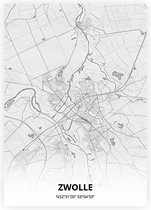 Zwolle plattegrond - A4 poster - Tekening stijl