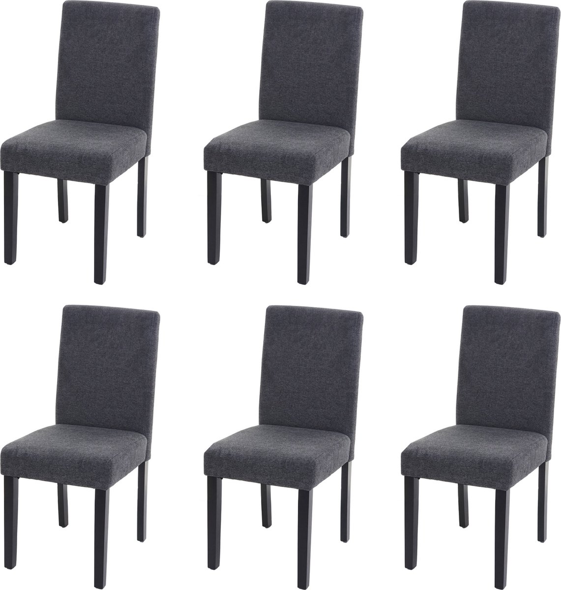 Cosmo Casa 6-delige Eetkamerstoel Set, Keukenstoel, Textiel, Antraciet Grijs, Donkere Poten