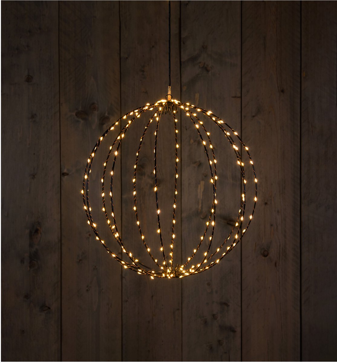 Anna's Collection Metalen Bal Met Ledverlichting - Kerstverlichting - 40 cm Zwart 192 Led Classic Warm