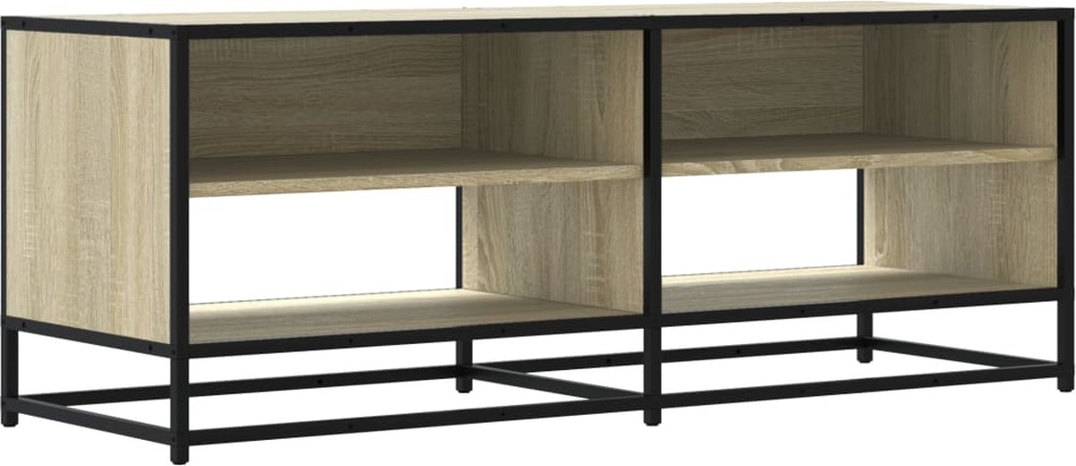 vidaXL - Tv-meubel - 120,5x40x46cm - bewerkt - hout - metaal - sonoma - eikenkleurig