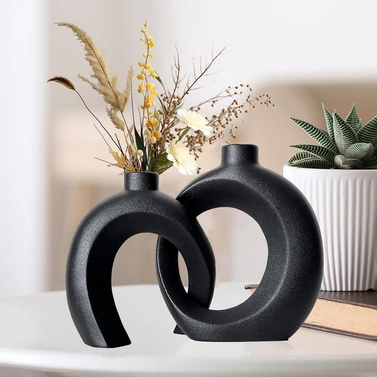 Moderne Witte Keramische Vaas Set Van 2, Scandinavische Minimalisme Vaas Gecombineerd Of Afzonderlijk Gebruikt Neutrale Decoratieve Vazen Voor Home Decor Bloemen Slaapkamer