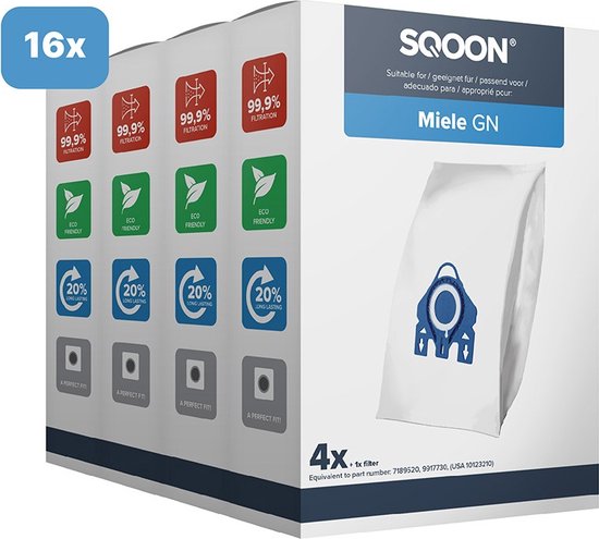 SQOON® Kwaliteit stofzuigerzakken geschikt voor Miele HyClean G/N - Miele 9917730 - o.a. Miele Complete C2, Complete C3, Classic C1, S8, S5, S2 Series