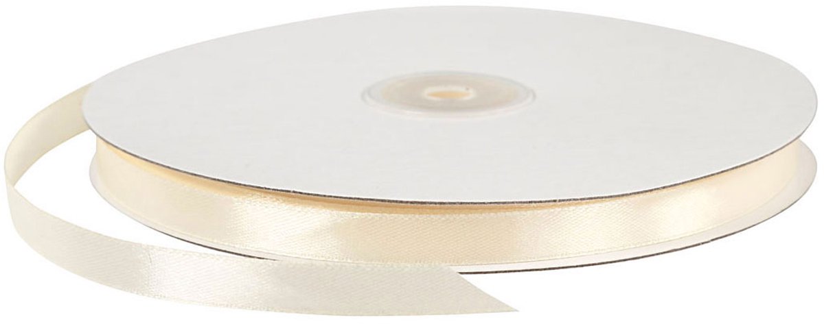 Satijn lint, b: 10 mm, 100 m, off-white