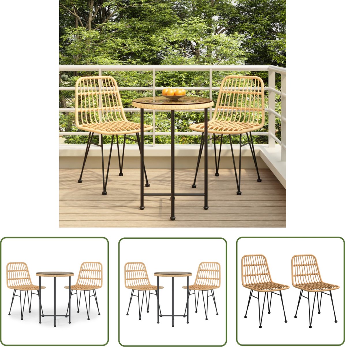 Tuinset poly rattan met eettafel en stoelen - The Living Store.