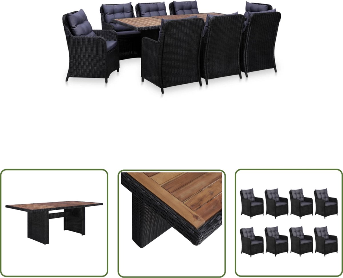 The Living Store 9-delige Tuinset poly rattan zwart - Tuinsets - Outdoor Furniture - Lounge Sets - Bistro Sets - Dining Sets The Living Store 9-delige Tuinset poly rattan zwart - Tuinsets - Outdoor Furniture - Lounge Sets - Bistro Sets - Dining Sets - Afbeelding 1