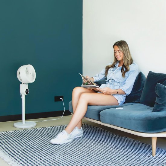 Oscillerende Vloerventilator met Afstandsbediening en 3 Snelheden - Stil en Elegant Design (88 cm, Wit) van Aigostar — afbeelding 2