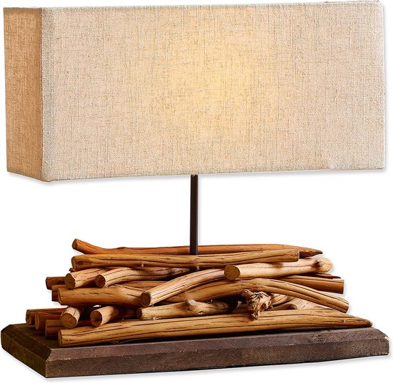 LOBERON Lampe de table Caribou lin / marron