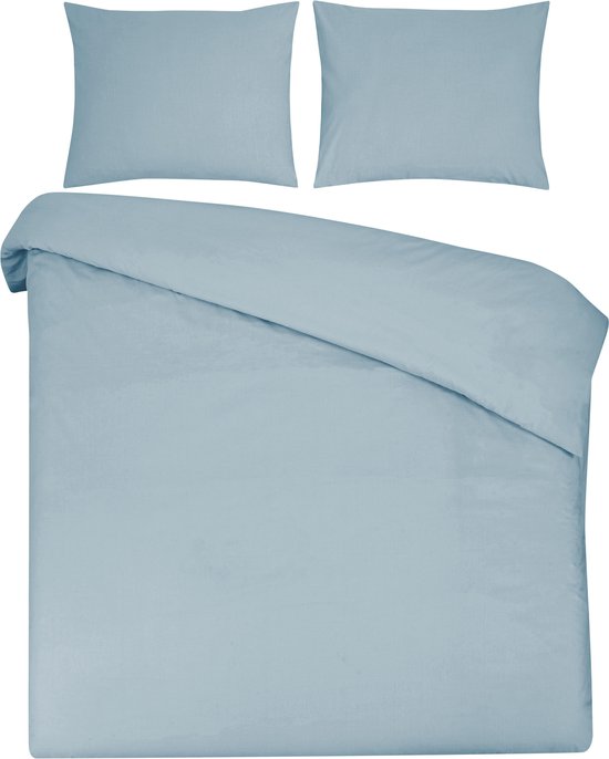 Housse de couette Uni - 100% coton naturel - 240x200/220 - bleu clair