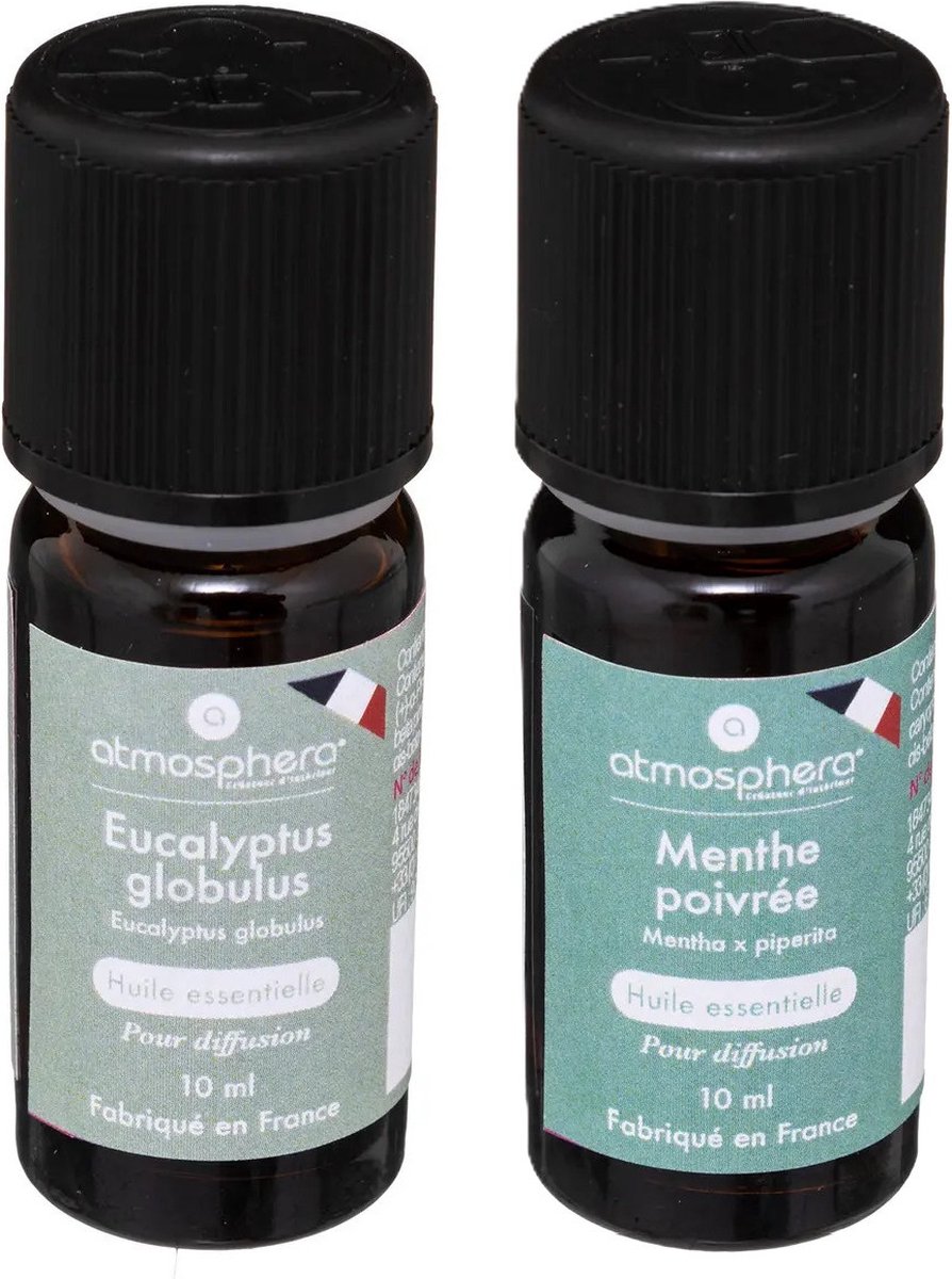 Goedkoopste Aromatische Etherische olie - set van 2 geuren - Eucalyptus en pepermunt/mint - huisparfum navulling