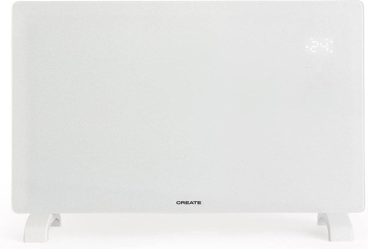 Witte Glazen Elektrische Convector 2500W met WiFi en Stille Werking