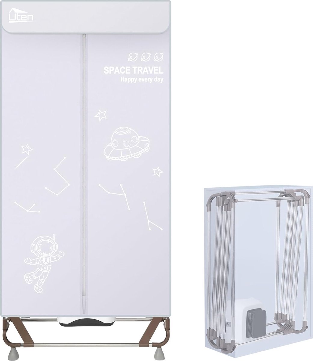 Goedkoopste Draagbare Elektrische Droogkast & Garderobe - 140 cm - 1500 W - Grijs