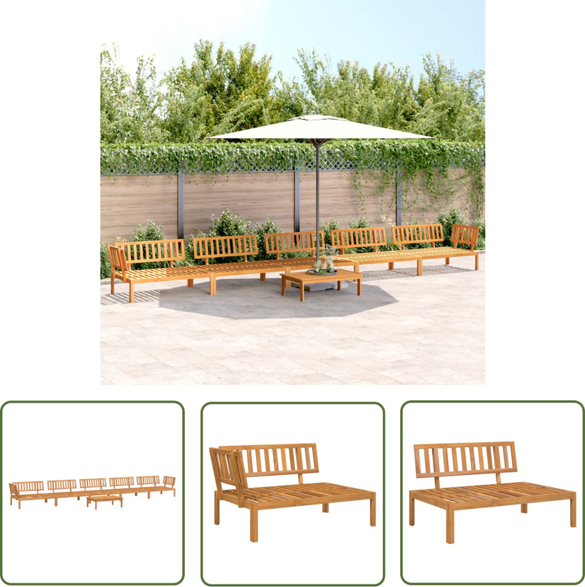 vidaXL Loungebank - Tuin Lounge Set - 6-delige Loungeset pallet massief acaciahout - Acacia Hout - Buitendecoratie - Patio Furniture