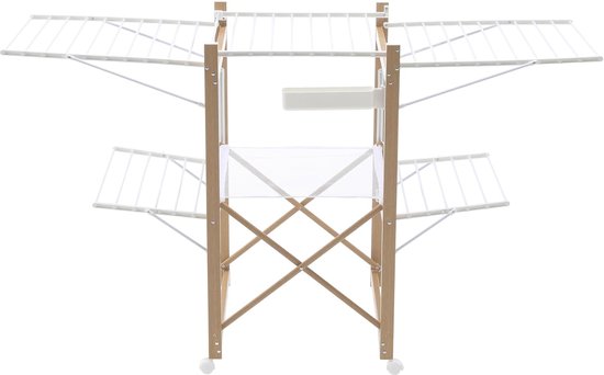Uitschuifbare Kledingdroger Voor Verwarming - Droogrek Voor Op Het Balkon Verstelbare Hoogte 64 110 Cm Multifunctioneel Kledingrek Met 6 6 M Drooglijnlengte Droogtoren Voor Balkonreling Ruimtebesparend Kledingrek