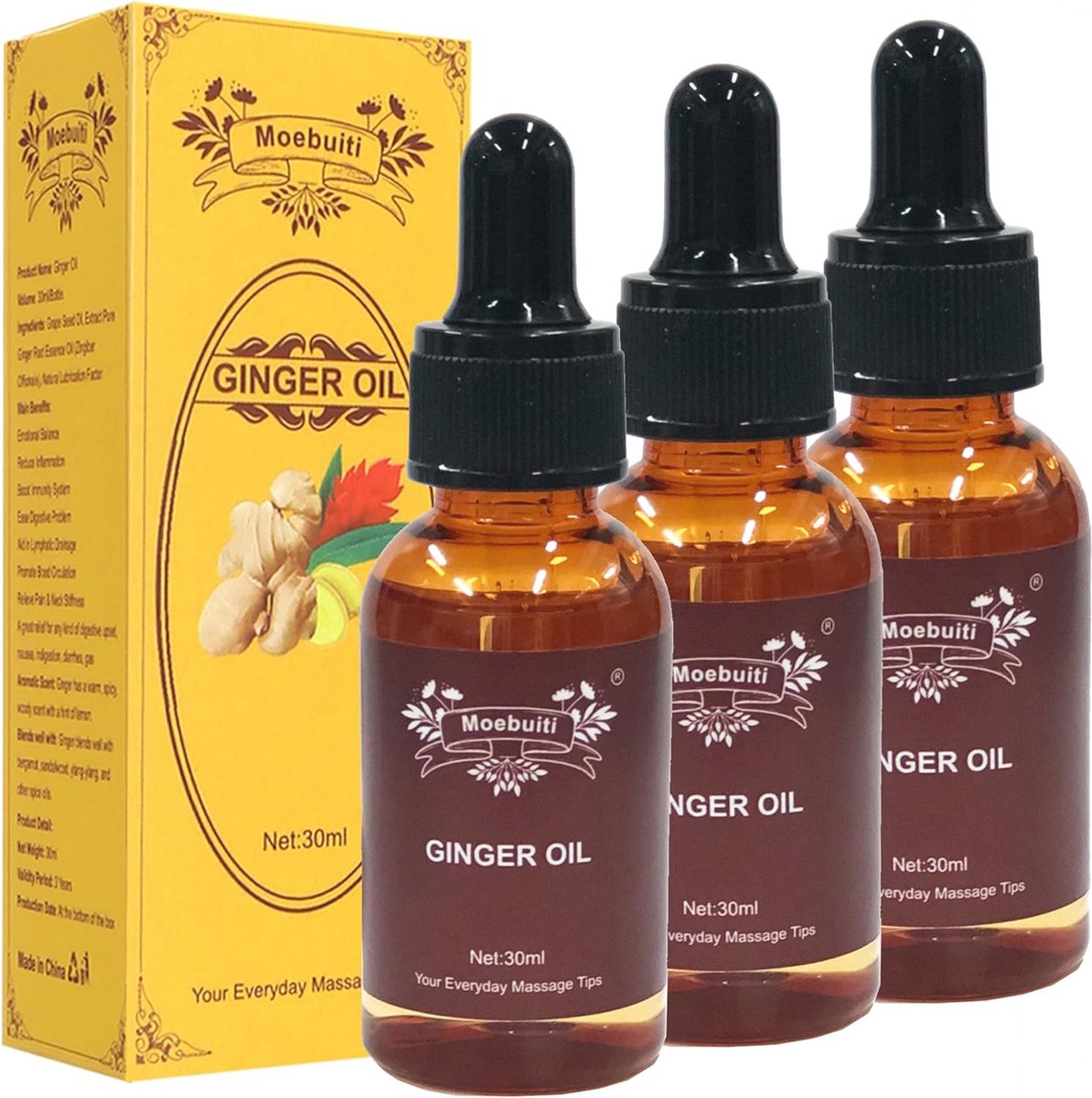 Goedkoopste Essentiële Gemberolie voor Massage en Aromatherapie - Lymfedrainage & Ontspanning