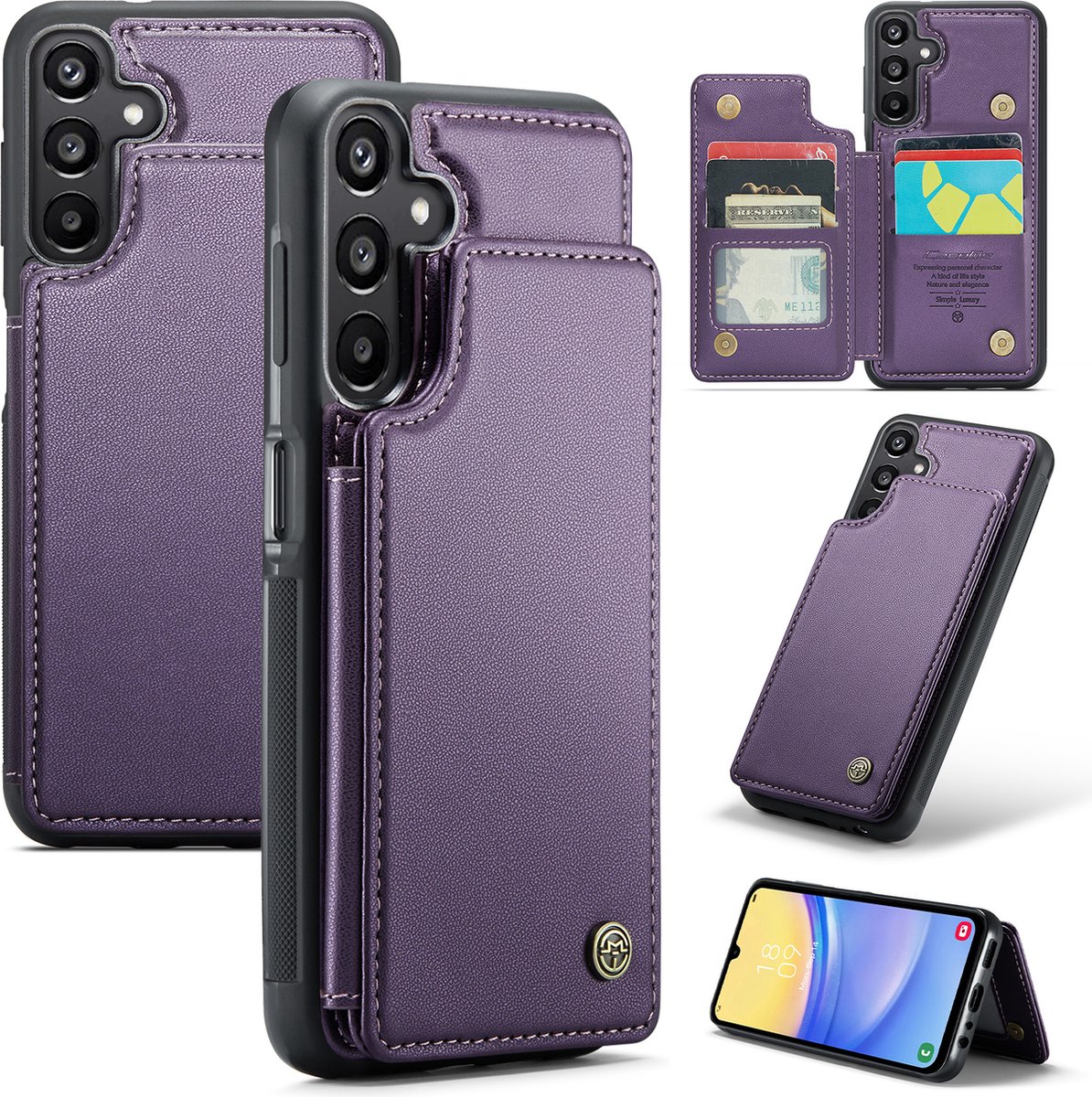 CaseMe Hoesje - Geschikt voor Samsung Galaxy A16 5G Hoesje - CaseMe C22 Back Cover met Pasjeshouder - Paars