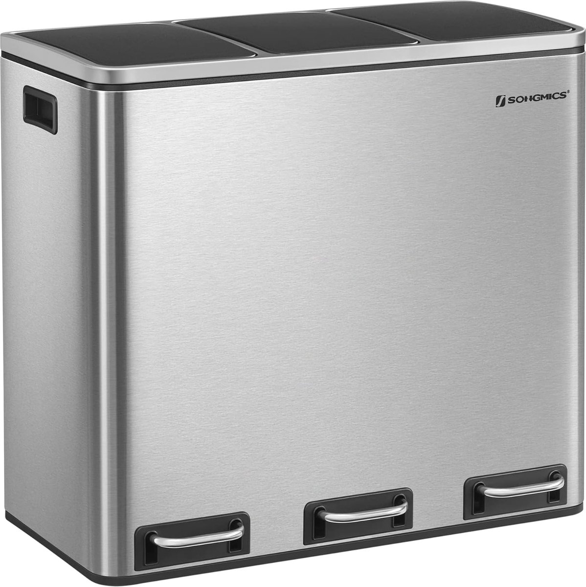 Goedkoopste Pedaalemmer met Afvalscheidingssysteem - 3 Compartimenten 54L - Zilver