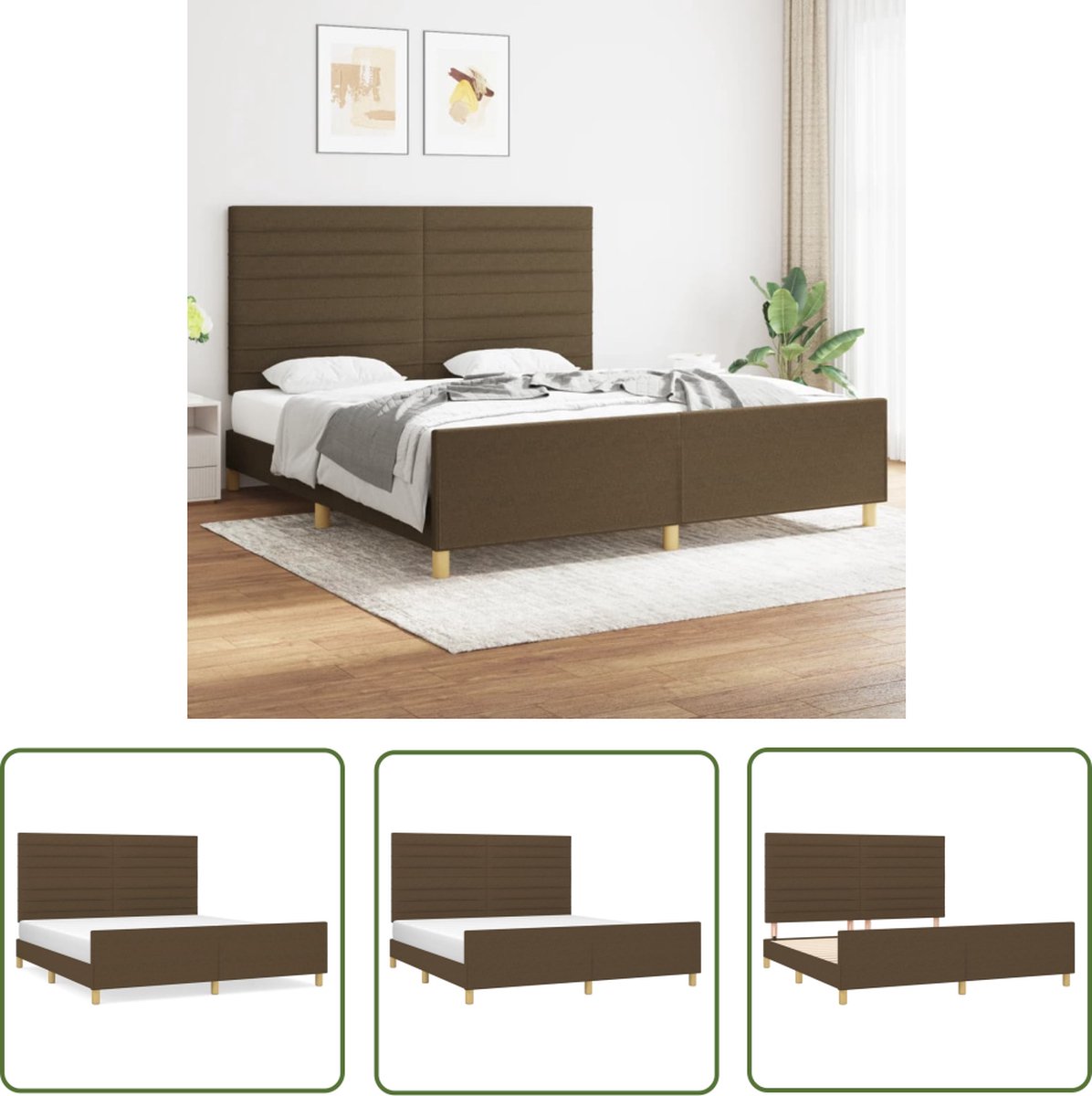 The Living Store Bedframe - Comfort Night - Bedframes - 203 x 186 x 118/128 cm - Verstelbaar hoofdeinde - Multiplex lattenbodem - Donkerbruin - Bed Frame - Boxspring - Tweepersoonsbed - Donkere Houten Meubels - Hoofdeinde Bed