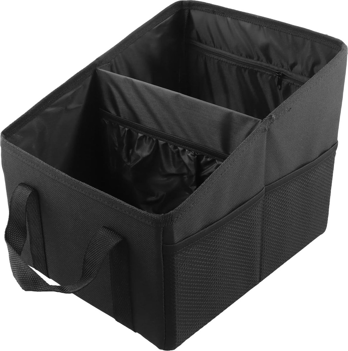 Image of 30L auto-opbergdoos, autostoel-organizer, autostoel-opbergtas voor kinderen achterbank en kofferbak auto-accessoires interieurorganisatie met gaasvak (zwart)