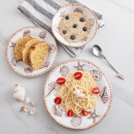 Rustieke 12-delige Melamine Servies Set voor Strand en Kamperen — afbeelding 3